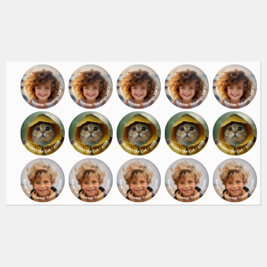 Minimale moderne 3 foto - Retro tekst - gepersonal Labels (Vel)