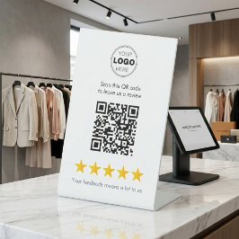 Minimale moderne 5-sterren QR-code voor bedrijfsbe Reclamebord Met Voetstuk