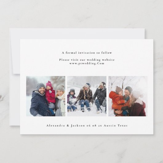 minimale moderne 6 multi Photo Collage bruiloft Save The Date (Achterkant)