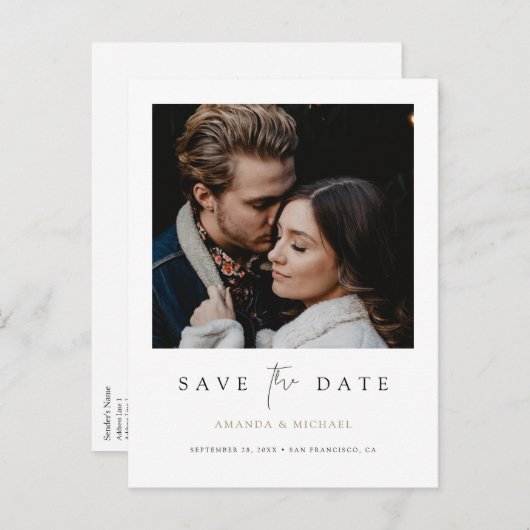 Minimale Moderne Aangepast foto opslaan Datum Aankondigingskaart (Voorkant / Achterkant)