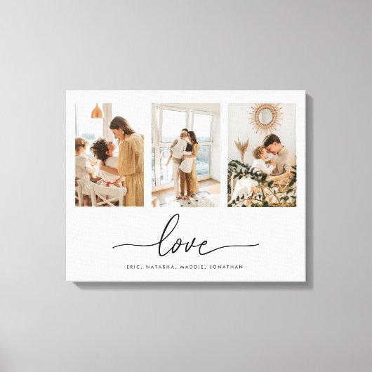 Minimale moderne aangepaste 3 foto collage familie canvas afdruk (Voorkant)