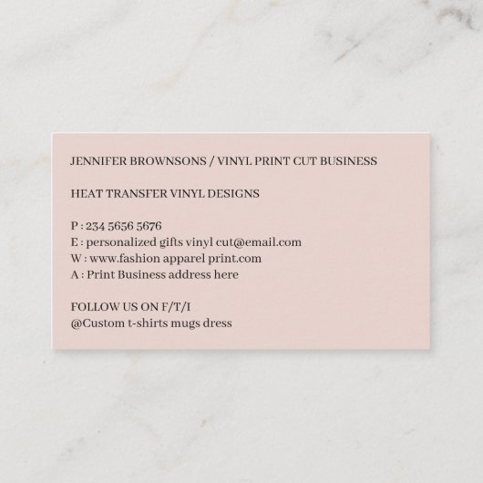 Minimale, moderne, aangepaste afdruk visitekaartje (Achterkant)