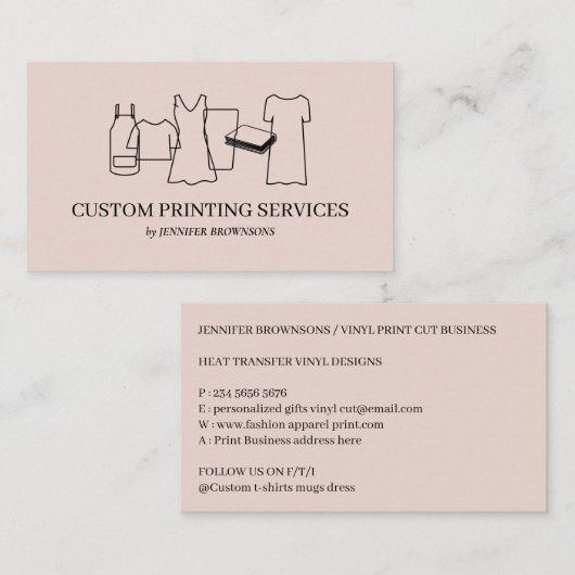 Minimale, moderne, aangepaste afdruk visitekaartje (Voorkant / Achterkant)