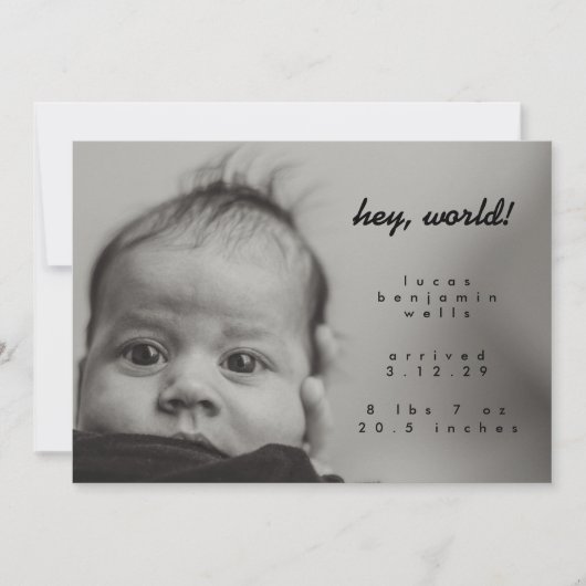 Minimale moderne, aangepaste babyfoto aankondiging (Voorkant)