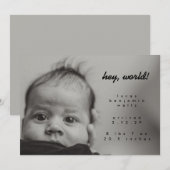Minimale moderne, aangepaste babyfoto aankondiging (Voorkant / Achterkant)
