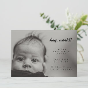 Minimale moderne, aangepaste babyfoto aankondiging