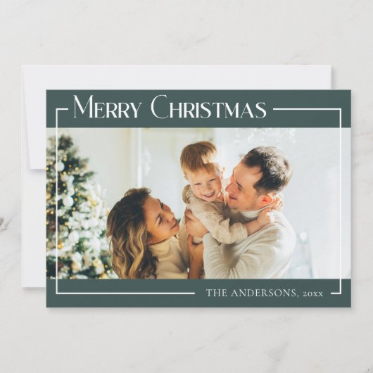 Minimale moderne aangepaste familiefoto Kerstmis Feestdagenkaart (Voorkant)