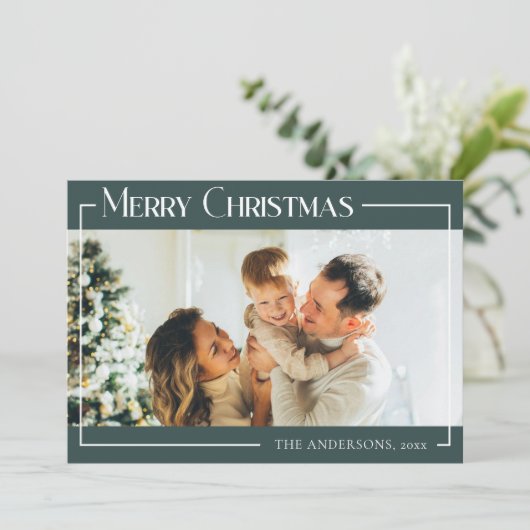 Minimale moderne aangepaste familiefoto Kerstmis Feestdagenkaart (Staand voorkant)