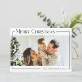 Minimale moderne aangepaste familiefoto Kerstmis Feestdagenkaart (Staand voorkant)
