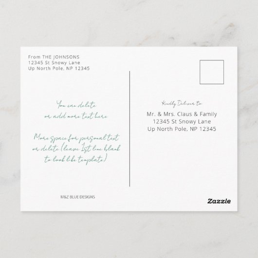 Minimale moderne aangepaste handschrift vakantiefo briefkaart (Achterkant)