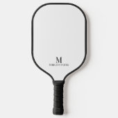 Minimale Moderne Aangepaste Monogram Naam Zwart-wi Pickleball Paddle (Achterkant)