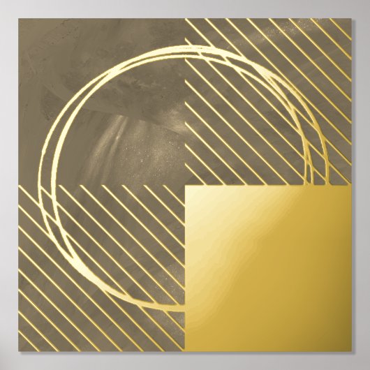 Minimale Moderne Abstracte Bruine Goud Folie Print (Voorkant)