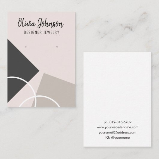 Minimale moderne Abstracte sieraden oorbel display Visitekaartje (Voorkant / Achterkant)