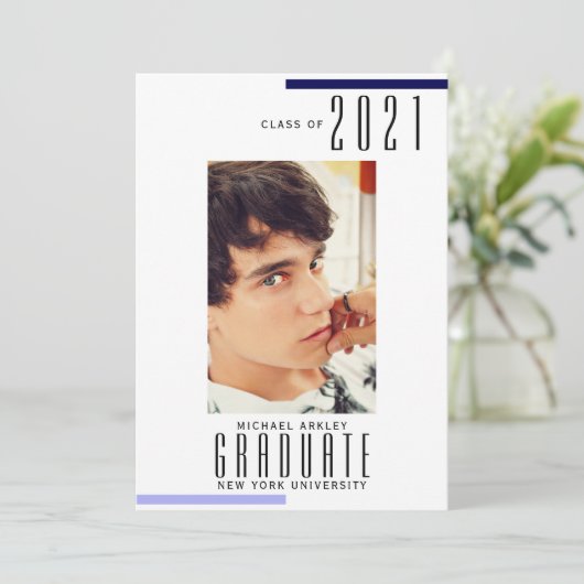 Minimale moderne Afstuderen foto-Afstuderen Aankondiging (Staand voorkant)