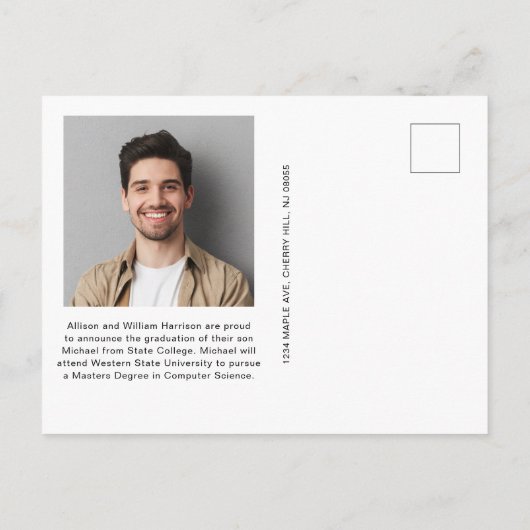 Minimale moderne Afstuderen voor Collage Green Aankondigingskaart (Achterkant)