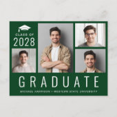 Minimale moderne Afstuderen voor Collage Green Aankondigingskaart (Voorkant)