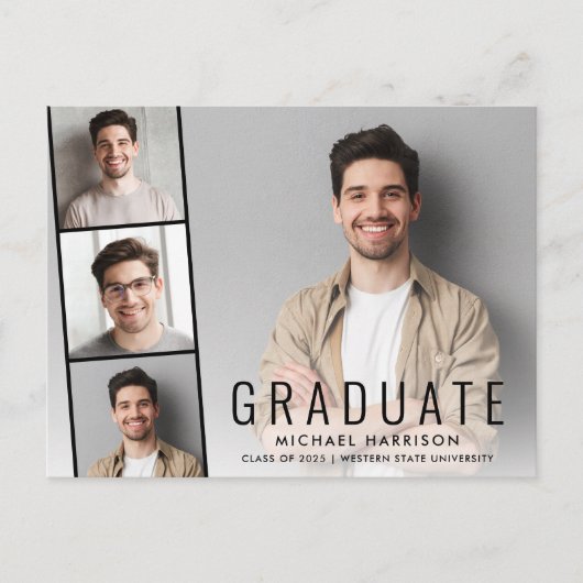 Minimale moderne Afstuderen voor fotogreep Aankondigingskaart (Voorkant)