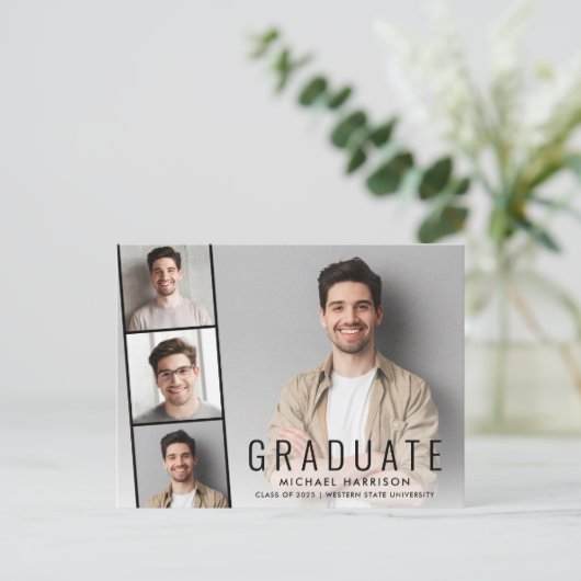 Minimale moderne Afstuderen voor fotogreep Aankondigingskaart (Staand voorkant)