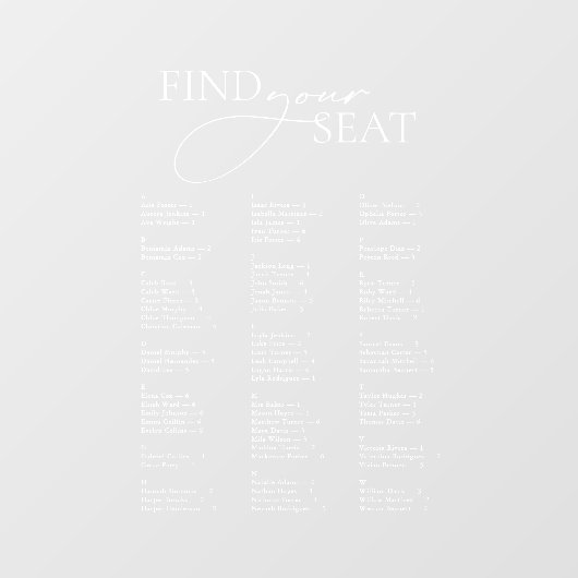 Minimale moderne alfabetische bruiloft zitgrafiek raamsticker (Vel)