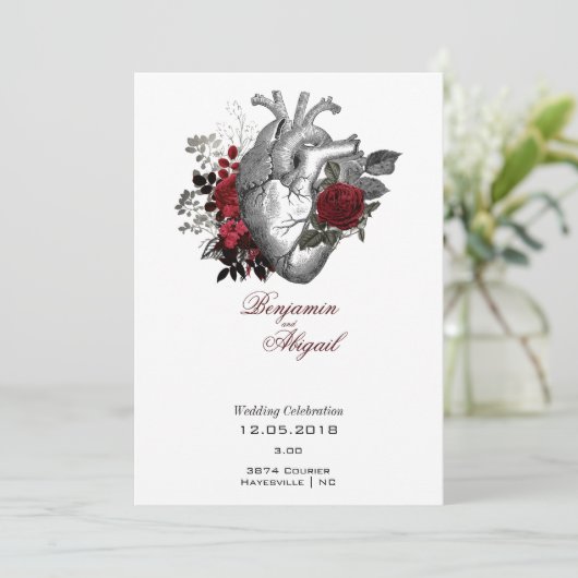 Minimale moderne anatomie-gothic Heart Floral Kaart (Staand voorkant)