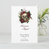 Minimale moderne anatomie Gothic Skull Floral Invi Kaart (Staand voorkant)
