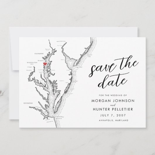 Minimale moderne Annapolis Chesapeake Bay bruiloft Save The Date (Voorkant)