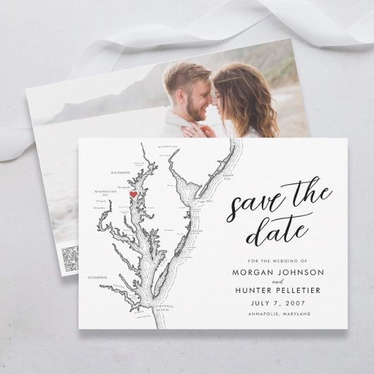 Minimale moderne Annapolis Chesapeake Bay bruiloft Save The Date