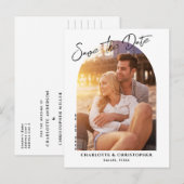 Minimale moderne Arch-foto slaat de datum op Aankondigingskaart (Voorkant / Achterkant)