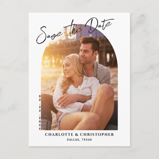 Minimale moderne Arch-foto slaat de datum op Aankondigingskaart (Voorkant)