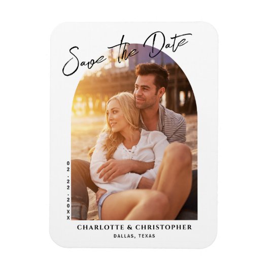 Minimale moderne Arch-foto slaat de Kaart Datum op Magneet (Verticaal)