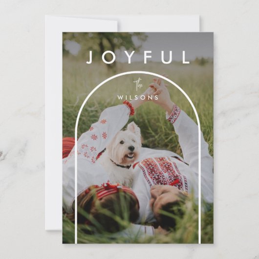 Minimale moderne Arch met volledige fotoKerstmis Feestdagenkaart (Voorkant)