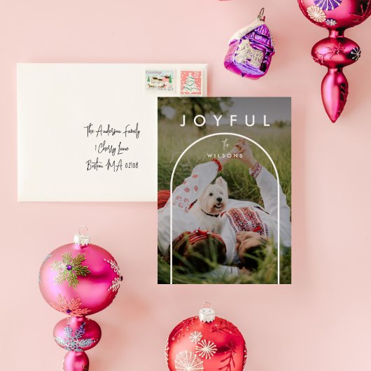 Minimale moderne Arch met volledige fotoKerstmis Feestdagenkaart