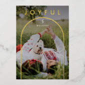 Minimale moderne Arch met volledige fotoKerstmis Folie Feestdagenkaart (Voorkant)