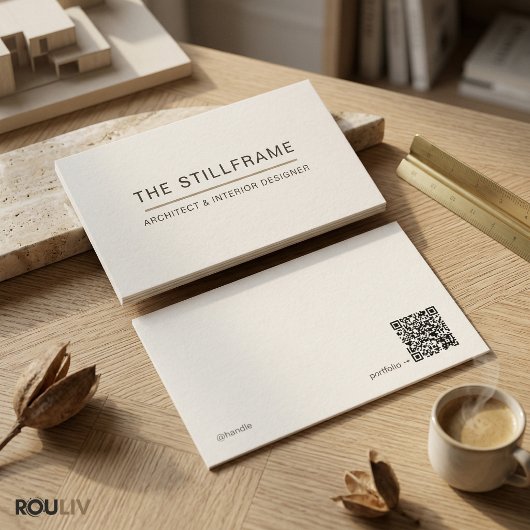 Minimale Moderne Architect | QR Code Warm Wit Visitekaartje
