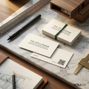 Minimale Moderne Architect QR Code Warm Wit Visitekaartje
