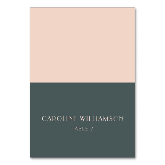 Minimale moderne Art Deco Blauwgroen Blush Place C Kaart (Voorkant)