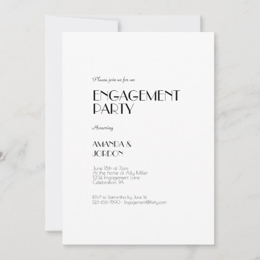 Minimale moderne art Deco Engagement Party Kaart (Voorkant)