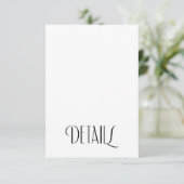 Minimale moderne art deco typografie bruiloft deta informatiekaartje (Staand voorkant)