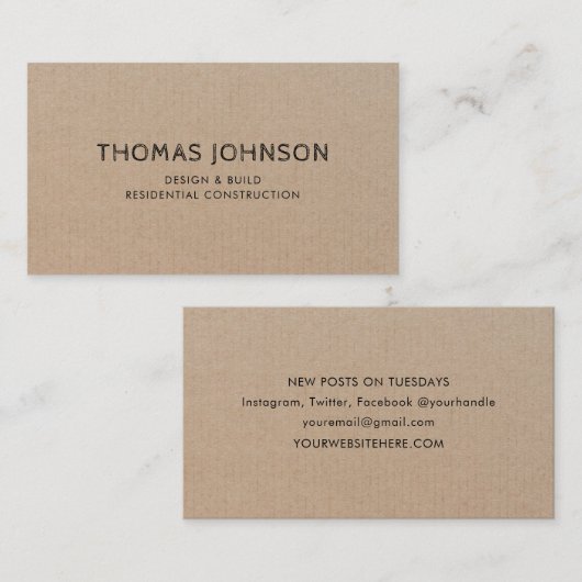 Minimale moderne bedrijfsauto voor de bouw van geb visitekaartje (Voorkant / Achterkant)