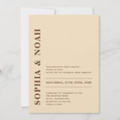 Minimale moderne beige elegante bruiloft kaart (Voorkant)