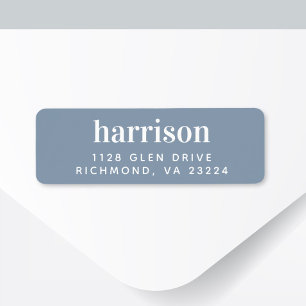 Minimale moderne belettering Dusty Blue Return Add Etiket