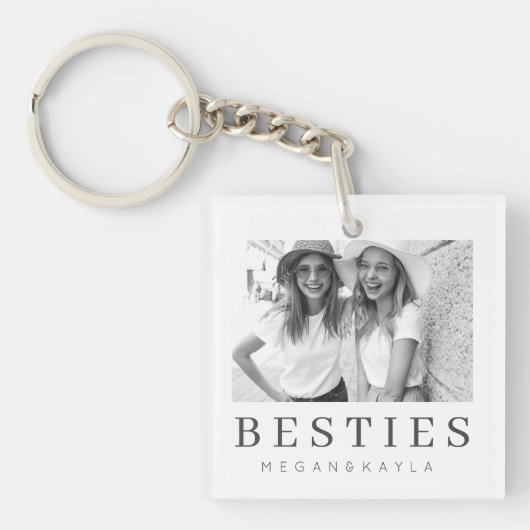Minimale Moderne Best Friends BFF Foto Sleutelhanger (Voorkant)