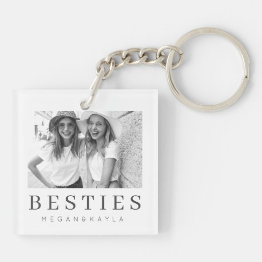 Minimale Moderne Best Friends BFF Foto Sleutelhanger (Achterkant)