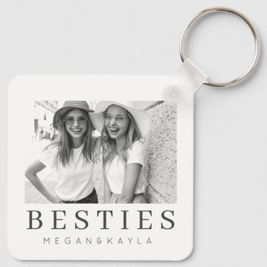 Minimale Moderne Best Friends BFF Foto Sleutelhanger (Achterkant)