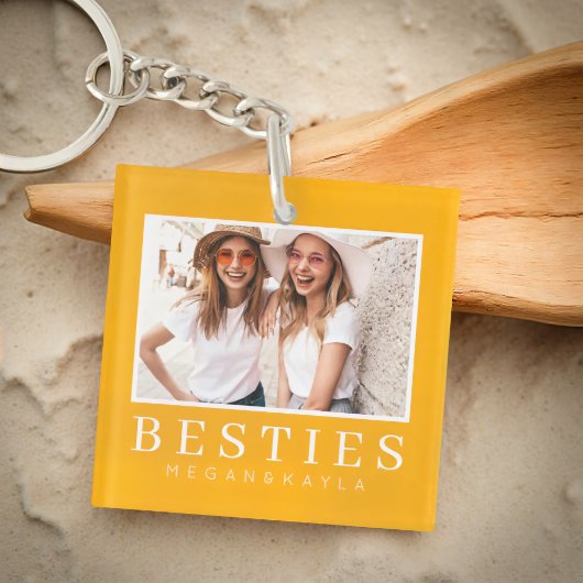 Minimale Moderne Best Friends BFF Foto Sleutelhanger