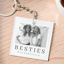 Minimale Moderne Best Friends BFF Foto Sleutelhanger
