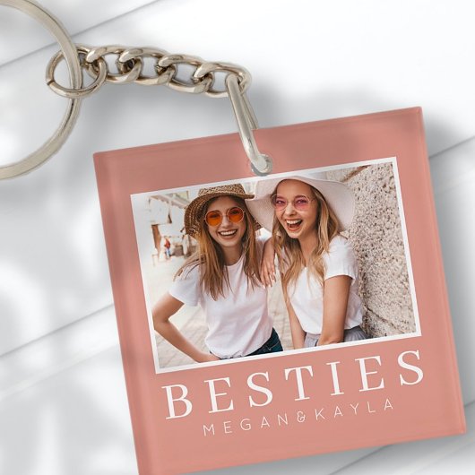 Minimale Moderne Best Friends BFF Foto Sleutelhanger