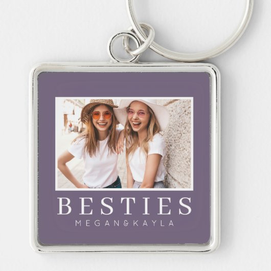 Minimale Moderne Best Friends BFF Foto Sleutelhanger (Voorkant)