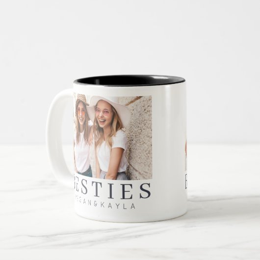 Minimale Moderne Best Friends BFF Foto Tweekleurige Koffiemok (Voorkant links)