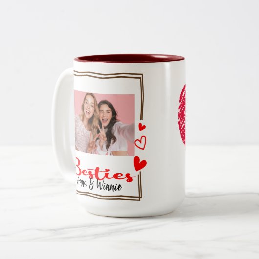 Minimale Moderne Best Friends BFF Foto Tweekleurige Koffiemok (Voorkant links)